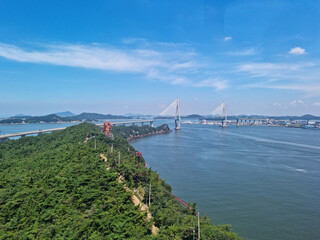 
This is a seascape with Mokpo Bridge visible.