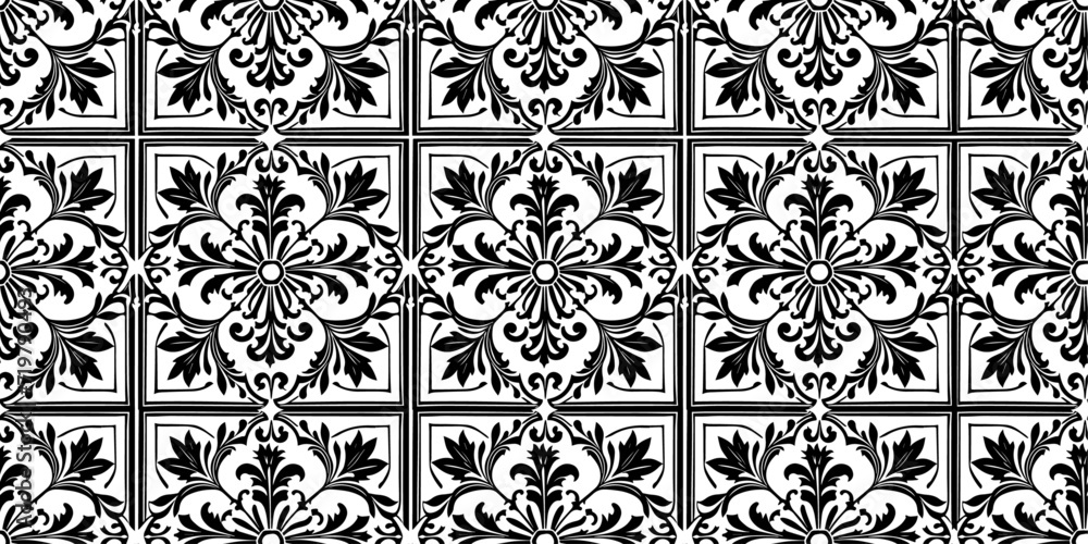 Poster Background with ornamental tiles. Vector background of square and patterned beautiful tiles.