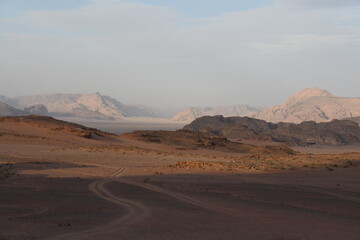 Fototapeta na wymiar Wadi Rum desert in Jordan, inbetween Aqaba and Petra