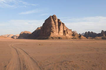 Wadi Rum desert in Jordan, inbetween Aqaba and Petra