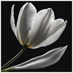 AI generated illustration of a White tulip flower in full bloom