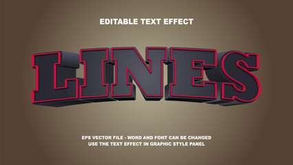 Editable Text Effect Lines 3D Vector Template