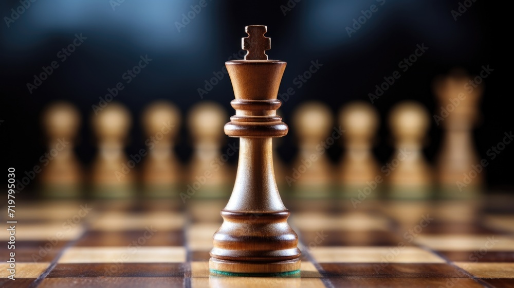 Poster macro image of a chess board, symbolizing the strategic thought process and risk assessment involved
