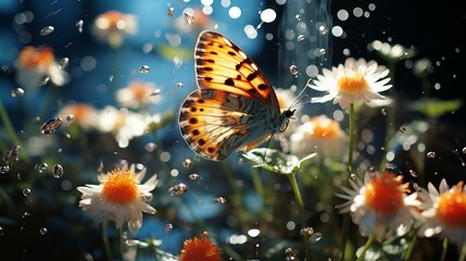 美しい蝶と綺麗な花 - obrazy, fototapety, plakaty
