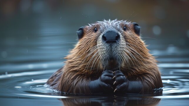 beaver swimming in the creak