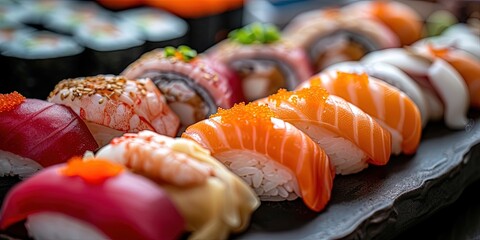 Sushi- colorful fresh sushi  rolls