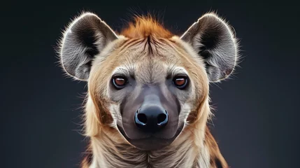 Tuinposter Hyena headshot isolated on black background © Brian