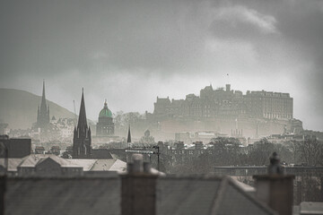 Edinburgh Castle in rain 