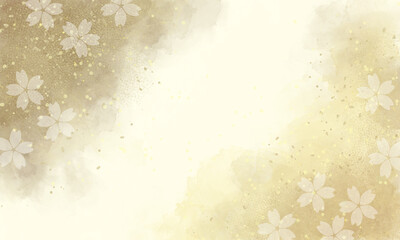 ゴールドの金箔の桜の和背景