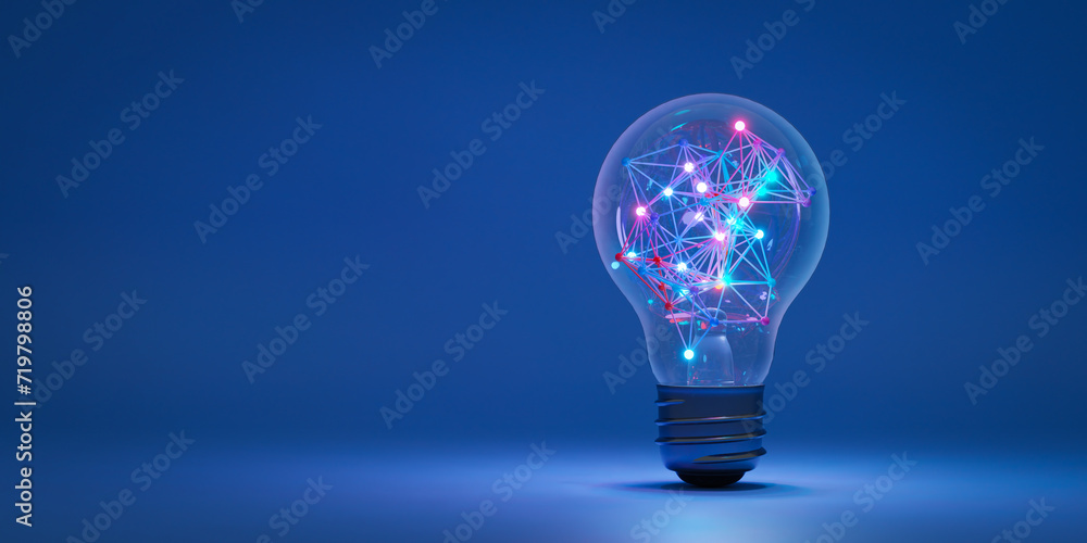 Aufkleber a concept where various creative thoughts are formed within a light bulb.3d rendering