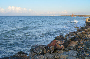 view of the waves of the Mediterranean sea mountains and stones 6