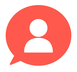 シンプルな赤色のユーザーアイコンと吹き出し