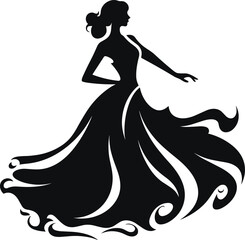 Graceful Waltz Dance Silhouette, Ballroom Dance Vector Icon