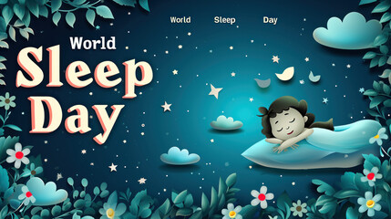 Illustration of Sleep Day background, World Sleep Day concept