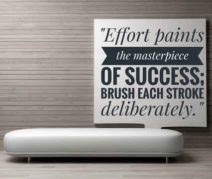 motivational  success quote, Effort paints the masterpiece of success; brush each stroke deliberately." on wooden background.