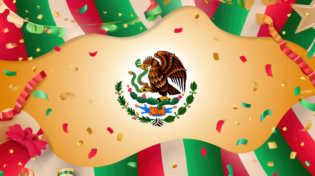 Illustration of flat background for Mexico Independence celebration