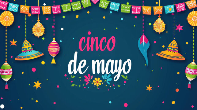 Illustration of background for Mexico Independence celebration Cinco de Mayo