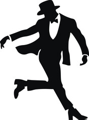 Classic Pose of Male Tap Dancer Silhouette with Hat and Cane