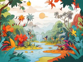 Obraz na płótnie Canvas tropical landscape with tropical fishes