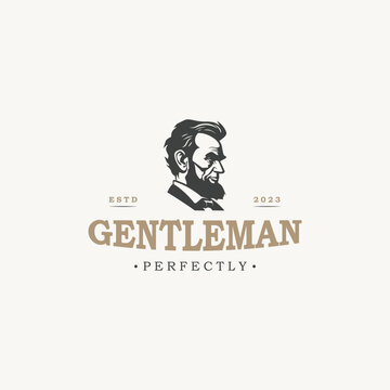 Man with beard icon logo design template,gentleman with beard moustache logo vector