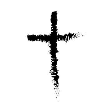 Cross silhouette. Brush cross icon. Vector illustration. EPS 10.