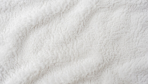 white plush fleece fabric texture background , background pattern of soft warm material with copy space for text
