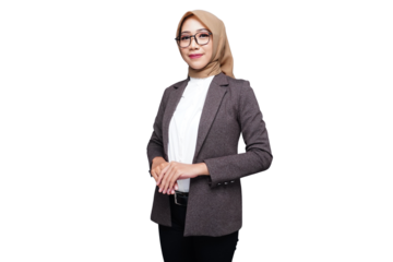 Hijab muslim business woman isolated transparent