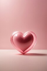"AI-Generated Glossy Pink Heart Floating"
