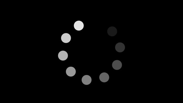 Loading, buffering white gradient circle animation on a black background. Loop loading 4k