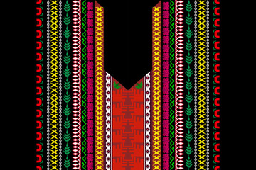 Ethnic neck geometric embroidery luxury traditional pattern. Native Aztec oriental elements design for neckline, necklace, border decor, decorative, printing, fabric, clothing, fashion, necktie