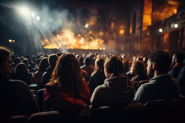 Fototapeta na wymiar Audience in theatre watching concert
