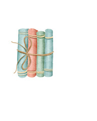 Watercolor stack of book illustration