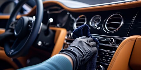 Detailing the interior of a luxury car