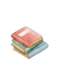 Watercolor stack of book illustration