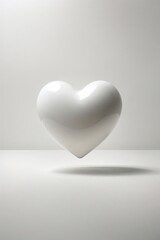 "AI-Generated Glossy White Heart Floating"

