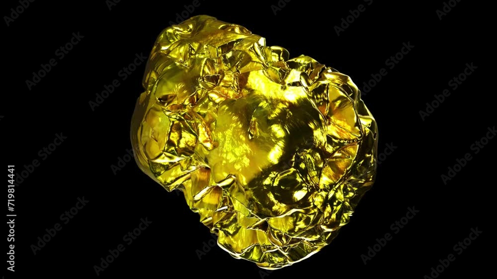 Aufkleber realistic looping 3d animation of the spinning shining precious gold nugget demonstration rendered i