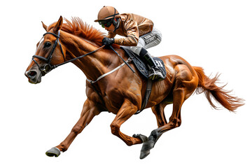 horse racer isolated on transparent background ,horse racing png ,generative ai