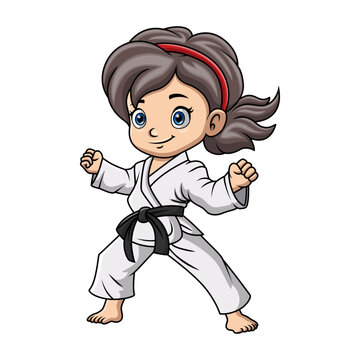 Cute little girl training karate
