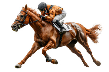 horse racer isolated on transparent background ,horse racing png ,generative ai - Powered by Adobe