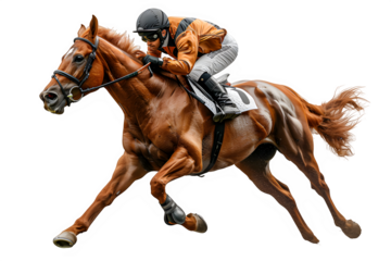 horse racer isolated on transparent background ,horse racing png ,generative ai