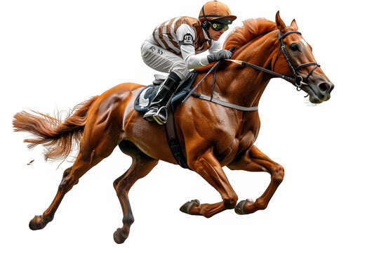 horse racer isolated on transparent background ,horse racing png ,generative ai