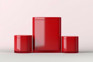 3D realistic template or mockup of red and blank containers for trademark design. Generative AI