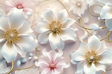 Fototapeta na wymiar paper art pastel color flower abstract background, 3d rendering