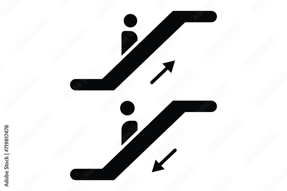 Poster escalator icon. icon related to indoor navigation in public spaces. solid icon style. element illust
