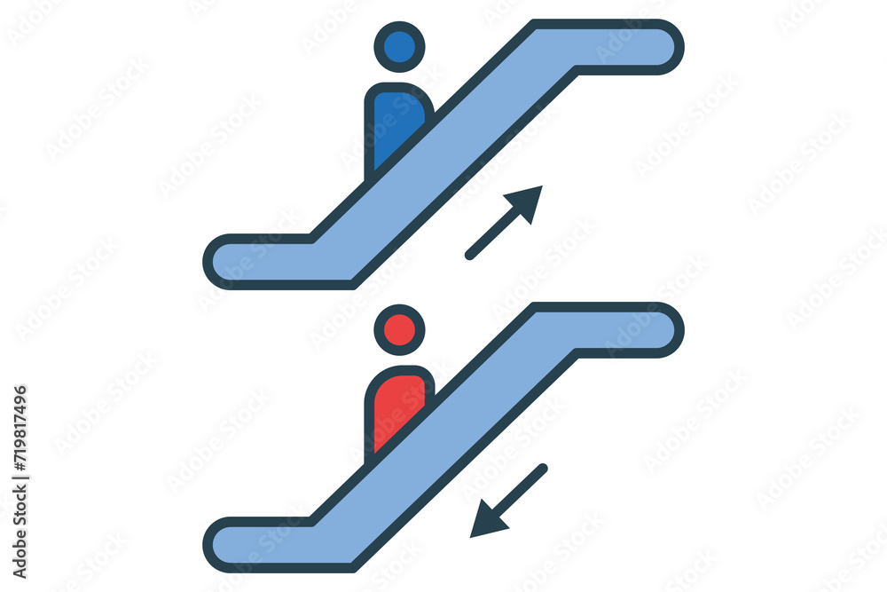 Poster escalator icon. icon related to indoor navigation in public spaces. flat line icon style. element il