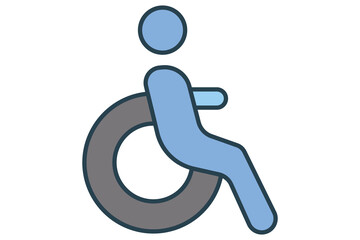 disabled icon wheelchair. icon related to accessible routes. flat line icon style. element illustration