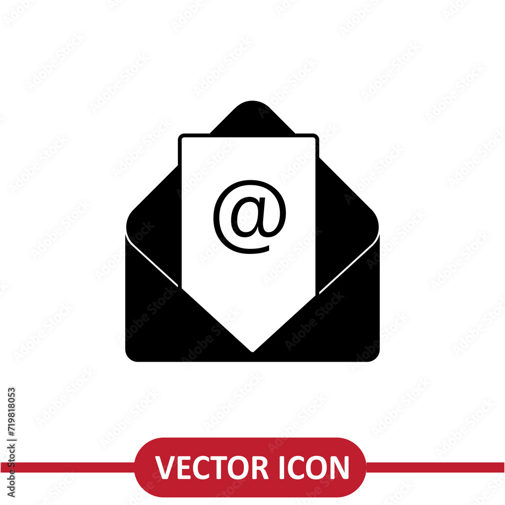 Poster email icon. envelope or message sign , simple flat illustration for websites, presentation on white 