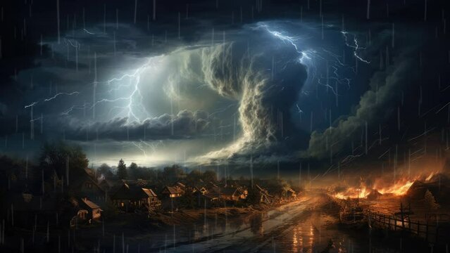 Weathering the Storm: A House Confronts Tornado, Rain, and Lightning