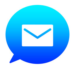 青いグラデーションのメールと吹き出し