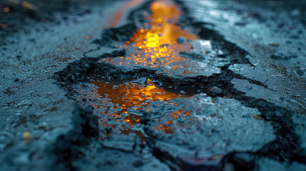 Asphalt with the remains of ice light irregularities and the remains of ice, creating the impression of the winter textu